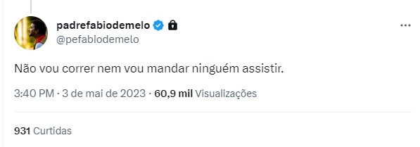 Gente Padre Fábio de Melo dá resposta afiada em Paulo Vieira Não vou