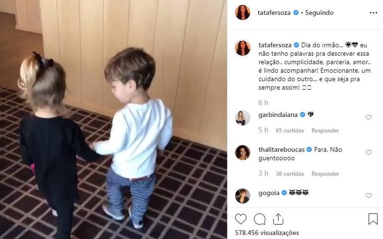 Thais Fersoza se derrete de amores vídeo dos filhos juntinhos