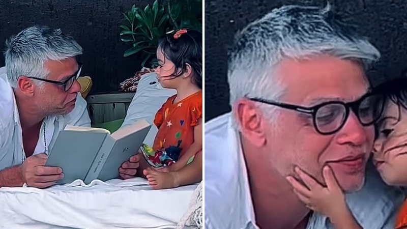 O ator Fábio Assunção ganha beijinhos da filha e fica admirado: "Qual dos dois está mais apaixonado?" - Reprodução/Instagram