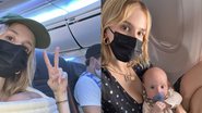 Isa Scherer em viagem de avião com os filhos - Reprodução/Instagram