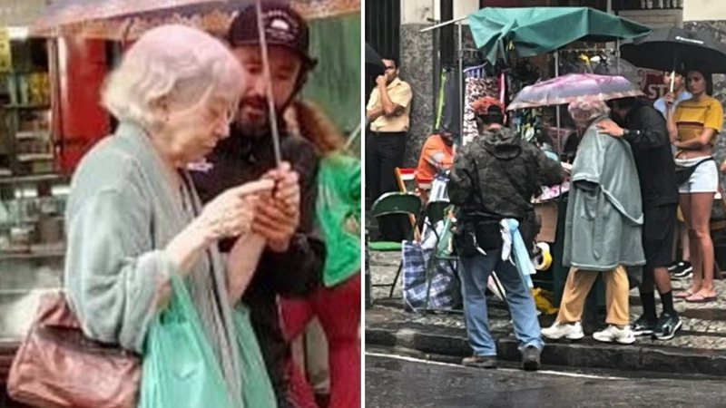 Aos 93 anos, Fernanda Montenegro enfrenta chuva para gravar filme 'Dona Vitória' - Reprodução/Globo/Jane Ribeiro/Instagram/