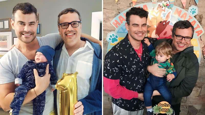 O ator Carmo Dalla Vecchia celebra 'Dia dos Pais' com marido, o autor João Emanuel Carneiro, e filho, Pedro Rafael: "Grande momento" - Reprodução/Instagram