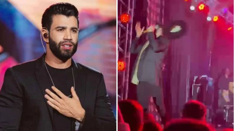 O cantor Gusttavo Lima é atingido no rosto por chapéu durante show: "Queria chamar atenção" - Reprodução/Instagram