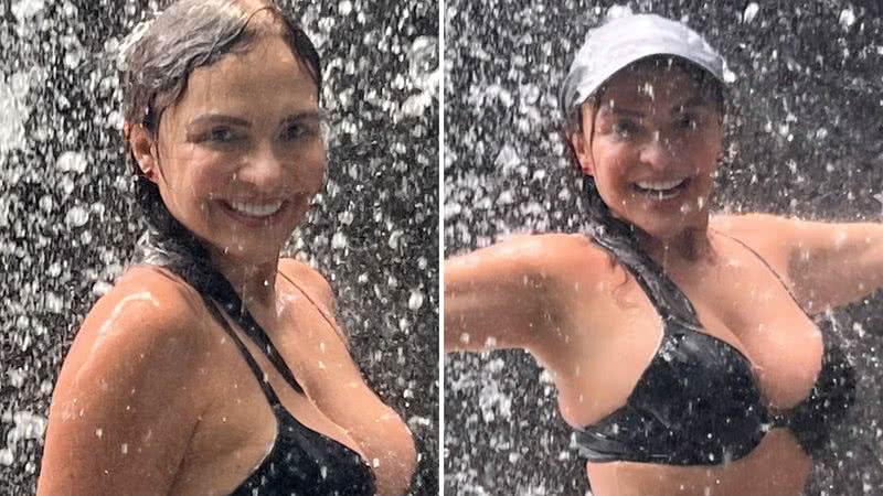 De biquíni aos 61 anos, Luiza Tomé ostenta barriga negativa em dia de cachoeira: "Arrebentou" - Reprodução/Instagram