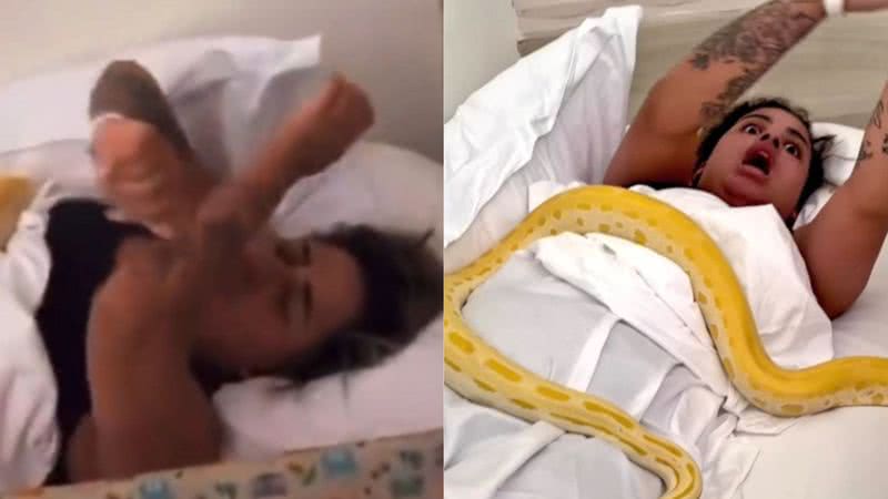 Mirella Santos coloca cobras na cama de MC Loma e cantora se desespera: "Passando mal" - Reprodução\Instagram