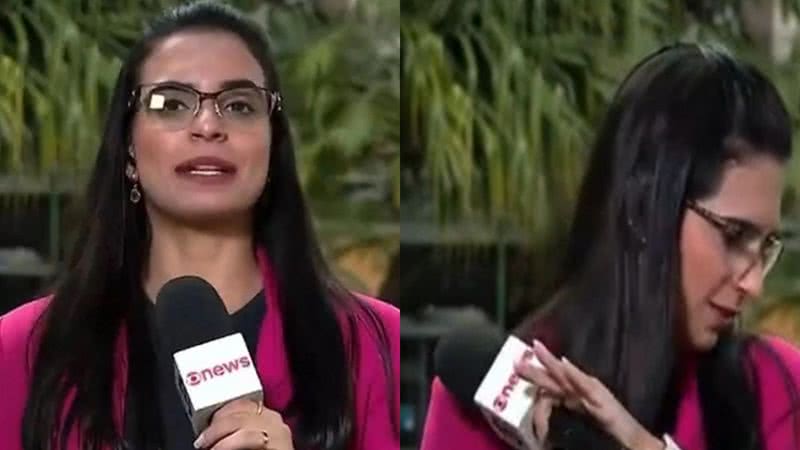 Fernanda Rouvenat engasgou ao vivo enquanto fazia um link ao vivo na GloboNews - Reprodução/GloboNews