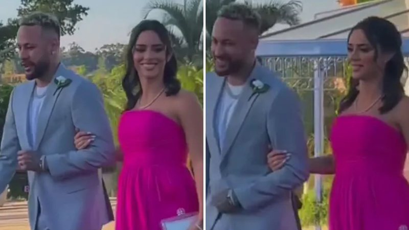 Sorridentes, Neymar e Bruna Biancardi mostram união em casamento de 'parça' do jogador; veja o vídeo - Reprodução/Instagram