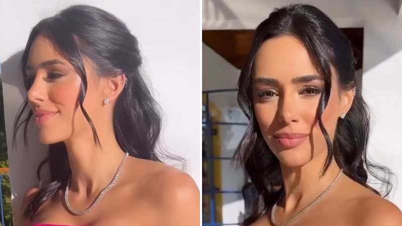 Belíssima, Bruna Biancardi arrasa com vestido elegante para casamento de 'parça' de Neymar e deixa barriguinha de grávida em destaque; confira - Reprodução/Instagram