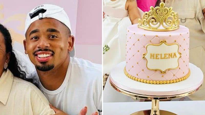 O jogador Gabriel Jesus celebra primeiro aniversário da filha, Helena, ao lado da ex, Raiane Lima: "Te amamos" - Reprodução/Instagram