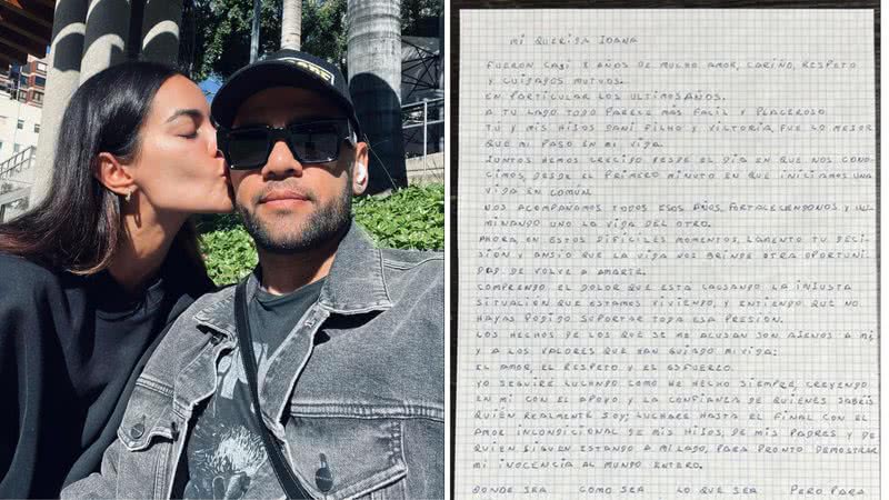 Daniel Alves implora perdão em carta para ex-esposa após divorcio - Reprodução/Instagram e Twitter