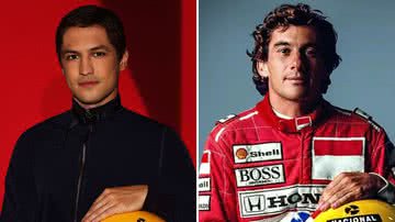 O ator Gabriel Leone surge caracterizado como Ayrton Senna para minissérie e divide opiniões: "Lembra" - Reprodução: Instagram/Netflix; Instituto Ayrton Senna