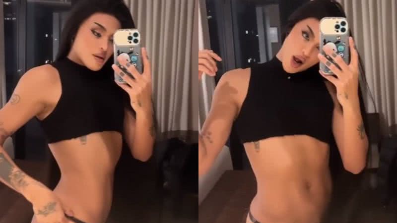 Pabllo Vittar encantou os fãs ao exibir o corpão em frente ao espelho - Reprodução/Instagram