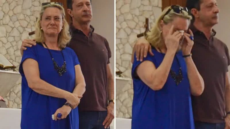 Luto! Elizabeth Savala cai aos prantos na missa de sétimo dia da mãe - Araujo/ AgNews