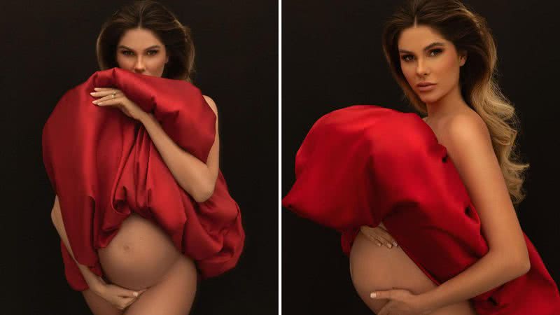 Grávida de seis meses dos gêmeos Álvaro e Antônio, a modelo Bárbara Evans exibe seu barrigão em ensaio: "Apaixonada" - Reprodução/Instagram/Mari Righez