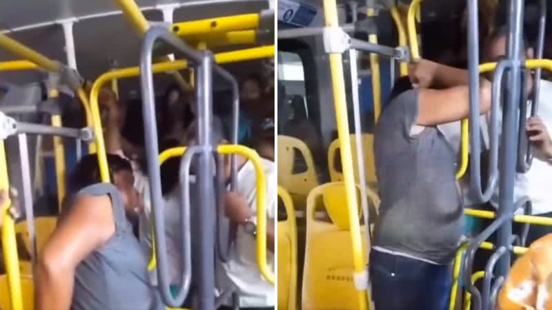 Como assim? Mulher fica com a cabeça presa em ônibus - Reprodução/Twitter