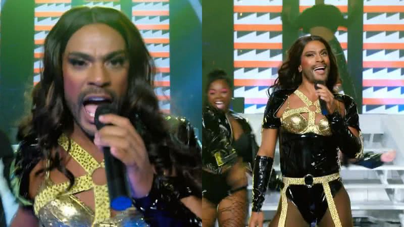 Samuel de Assis se transformou em Ludmilla para a Batalha de Lip Sync do Domingão com Huck - Reprodução/Globo