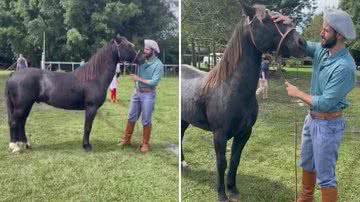 Matteus Amaral, vice-campeão do BBB 24, chora ao reencontrar seu cavalo de estimação, Chupin; veja vídeo - Reprodução/Instagram