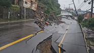 Rua de Gramado, no Rio Grande do Sul, que afundou - Reprodução/Globo