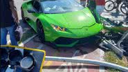 Lamborghini fica danificada após batidas - Foto: Reprodução/Globo