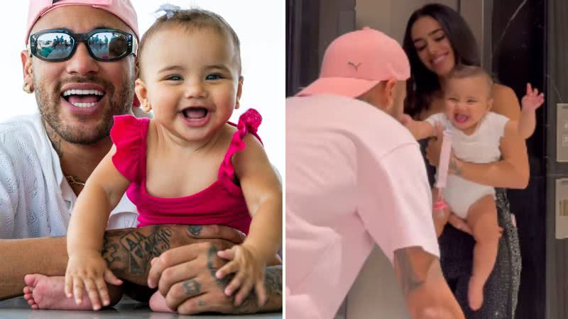 O jogador Neymar Jr. publicou um vídeo brincando com a filha, Mavie, e a mãe da bebê, Bruna Biancardi; veja o momento fofo - Reprodução/Instagram