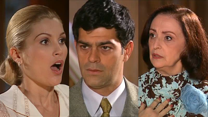 Cristina (Flávia Alessandra), Rafael (Eduardo Moscovis) e Débora (Ana Lucia Torre) de Alma Gêmea - Reprodução/Globo