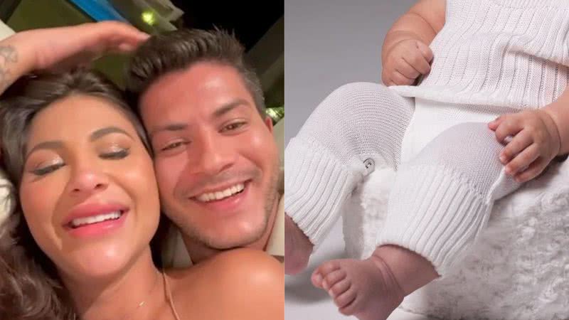 Filho de Arthur Aguiar e Jheny Santucci completa 4 meses: "Xerox do papai!" - Reprodução/Instagram e Reprodução/Thalita Castanha