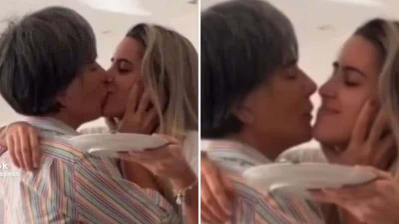 A atriz Glória Pires é detonada por beijar filha, Ana Morais, na boca por diversas vezes causando espanto nos internautas; veja vídeo - Reprodução/TikTok