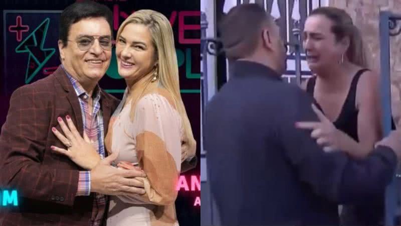 Nahim e Andreia Andrade juntos no reality Power Couple; empresária passou a última madrugada com o cantor - Reprodução/Record e Reprodução/SBT