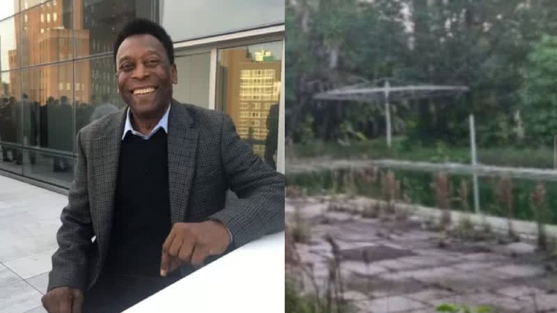 Mansão abandonada de Pelé é atacada por vândalos no Guarujá; confira antes e depois - Reprodução/Instagram e Reprodução/G1