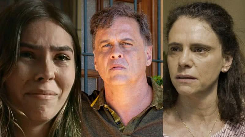 Buba (Gabriela Medeiros), Humberto (Guilherme Fontes) e Meire (Malu Galli) de Renascer - Reprodução/Globo