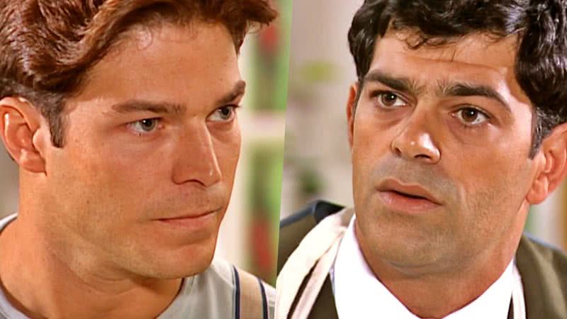 Hélio (Erik Marmo) e Rafael (Eduardo Moscovis) de Alma Gêmea - Reprodução/Globo