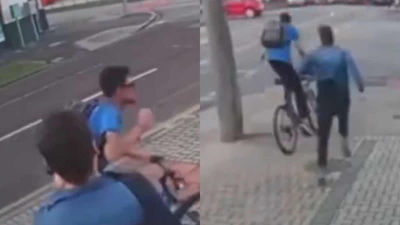 Repórter da Band é assaltado, derruba bandido de bicicleta e recupera celular - Reprodução/Band