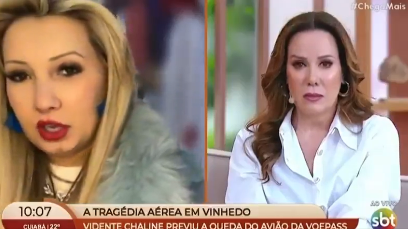 Chaline Grazik deixou Regina Volpato desconfortável com previsão de morte no SBT - Reprodução/SBT