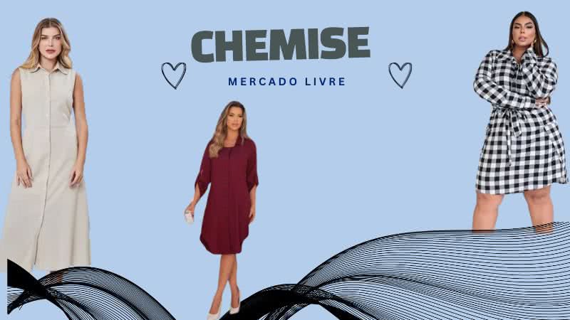 Prática e despojada, a chemise é uma opção de roupa feminina eclética que garante versatilidade e pode ser utilizada em diferentes formas - Reprodução/MercadoLivre