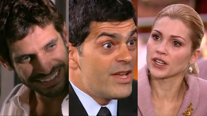 Guto (Alexandra Barillari), Rafael (Eduardo Moscovis) e Cristina (Flávia Alessandra) de Alma Gêmea - Reprodução/Globo