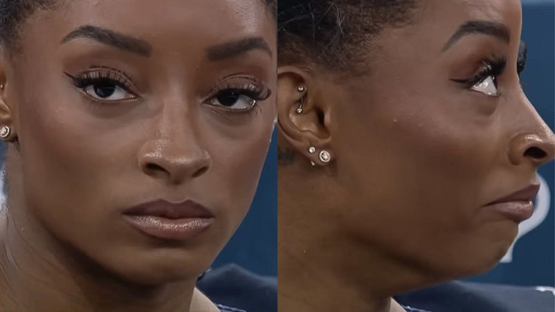 Simone Biles se irrita com perguntas aos medalhistas: "Precisam parar" - Reprodução/Globo