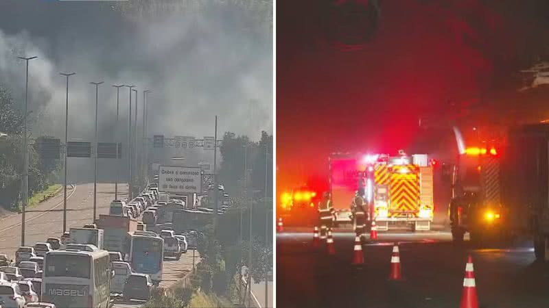 Tragédia! Caminhão pega fogo no túnel da Linha Amarela no Rio e deixa 87 vítimas - Reprodução/Globo