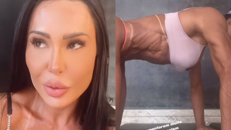 Gracyanne Barbosa exibiu um dos exercícios que faz na academia - Reprodução/Instagram