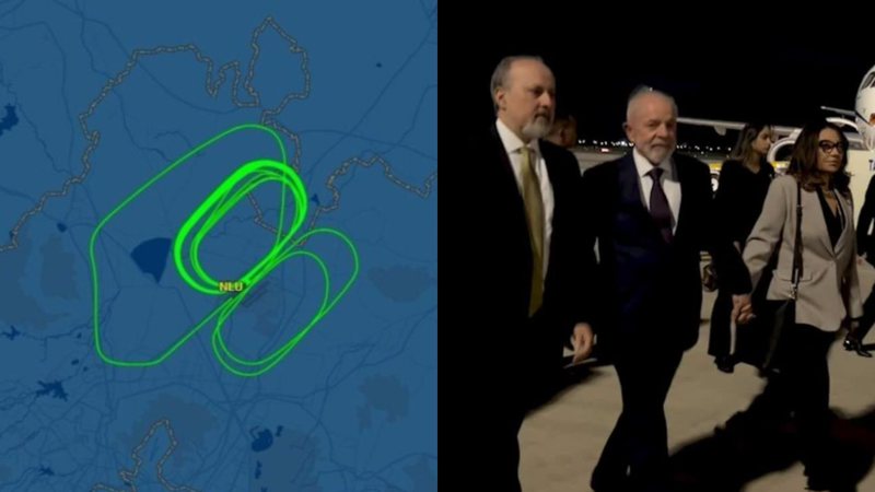 Como está Lula? Avião do presidente voou em círculos por 4 horas no México - Reprodução/FlightAware e Reprodução/Instagram