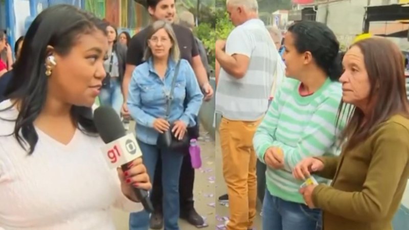 Repórter Indiara Campos flagrou um crime ao vivo nas Eleições 2024 - Reprodução/Globo