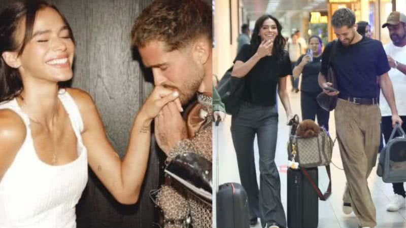 Bruna Marquezine e João Guilherme embarcaram no aeroporto do Rio de Janeiro com seus pets; confira valor da bolsa de luxo - Reprodução/Instagram/AgNews