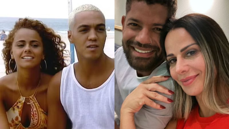 Viviane Araújo ao lado de Belo e do marido, Guilherme Militão - Foto: Reprodução/Globoplay e Instagram