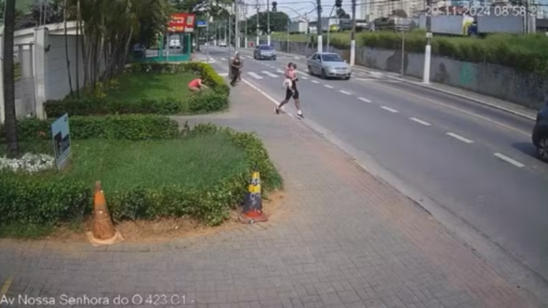 Vídeo: Homem tenta arrancar criança da mão de babá na Zona Norte de SP - Reprodução/ Globo