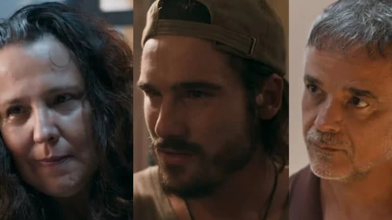 Moema (Ana Beatriz Nogueira), Rudá (Nicolas Prattes) e Nahum (Ângelo Antônio) de Mania de Você - Reprodução/Globo