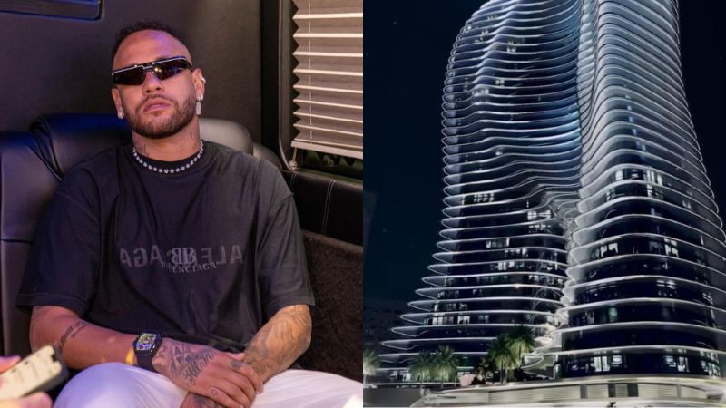 Neymar e prédio onde comprou cobertura em Dubai - Reprodução/Instagram