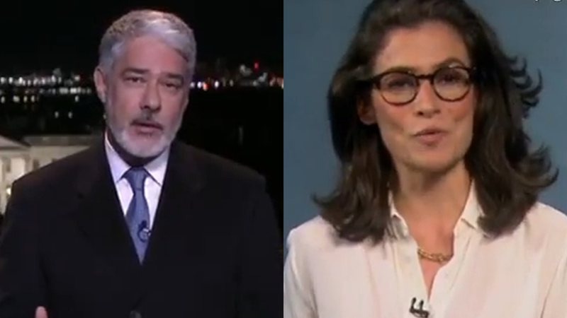 William Bonner parabenizou Renata Vasconcellos ao vivo - Reprodução/Globo