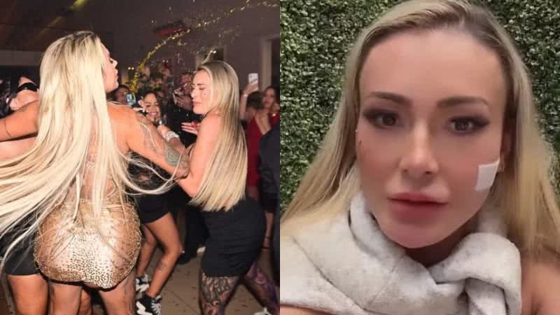 Andressa Urach e Juju Ferrari durante a briga - Reprodução Leo Franco/Ag News e Instagram