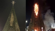 Vídeo: Árvore de Natal pega fogo dois dias após inauguração no Acre - Reprodução/ X