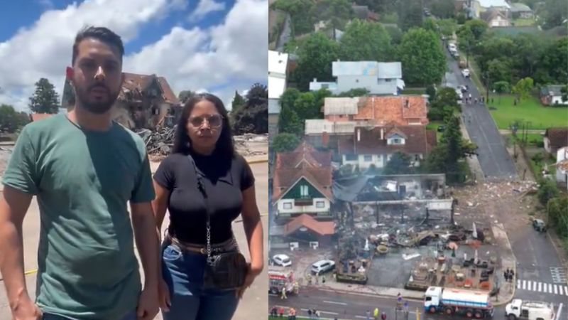 Casal hospedado em pousada precisou fugir pela janela para escapar da tragédia; avião atingiu local em Gramado e deixou 10 mortos - Reprodução/Instagram/RBS TV