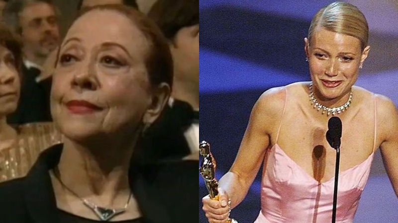 Fernanda Montenegro e Gwyneth Paltrow no Oscar de 1999 - Reprodução/YouTube e Instagram